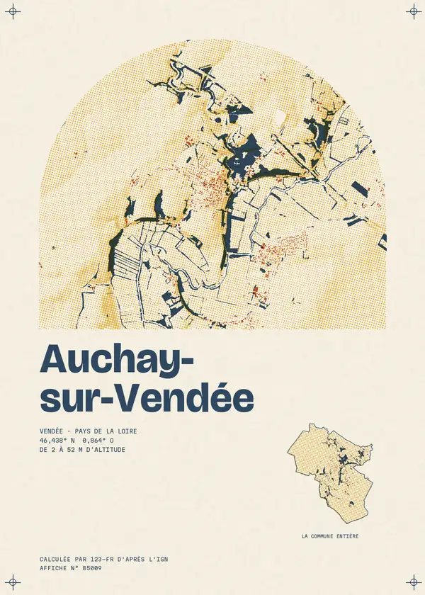 Affiche de Auchay-sur-Vendée, calculée par 123-fr d'après l'IGN