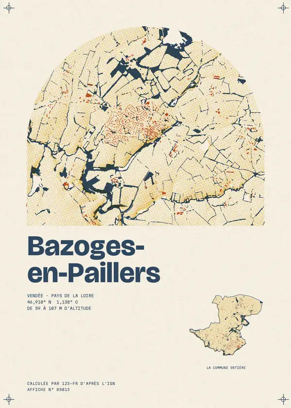 Affiche de Bazoges-en-Paillers, calculée par 123-fr d'après l'IGN