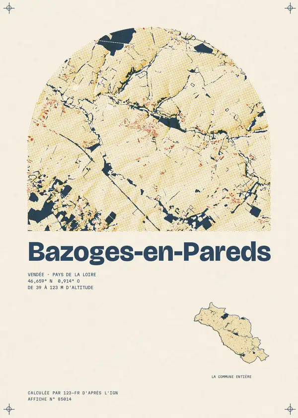 Affiche de Bazoges-en-Pareds, calculée par 123-fr d'après l'IGN