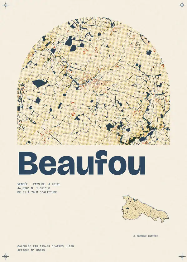 Affiche de Beaufou, calculée par 123-fr d'après l'IGN