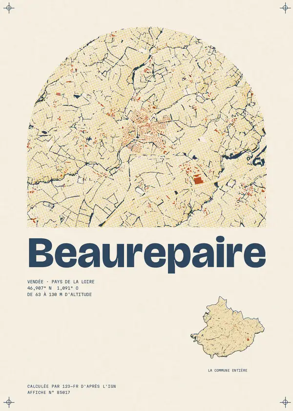 Affiche de Beaurepaire, calculée par 123-fr d'après l'IGN