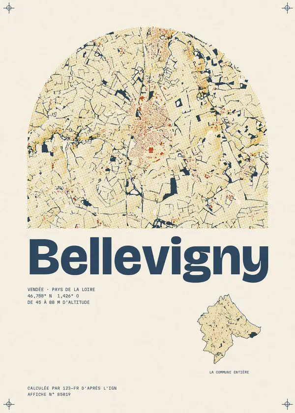 Affiche de Bellevigny, calculée par 123-fr d'après l'IGN