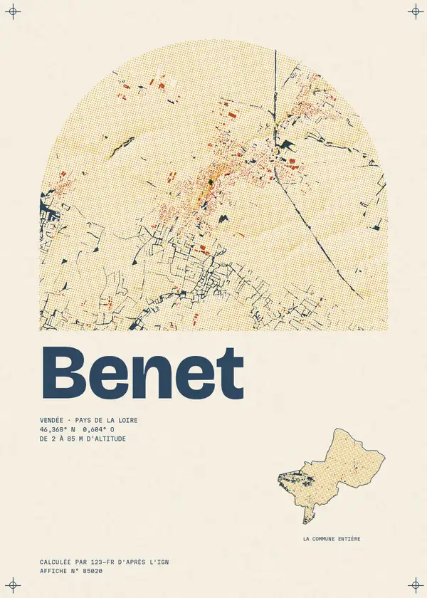 Affiche de Benet, calculée par 123-fr d'après l'IGN
