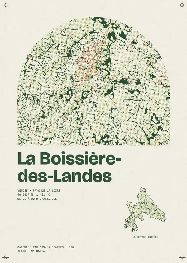 Affiche de La Boissière-des-Landes, calculée par 123-fr d'après l'IGN