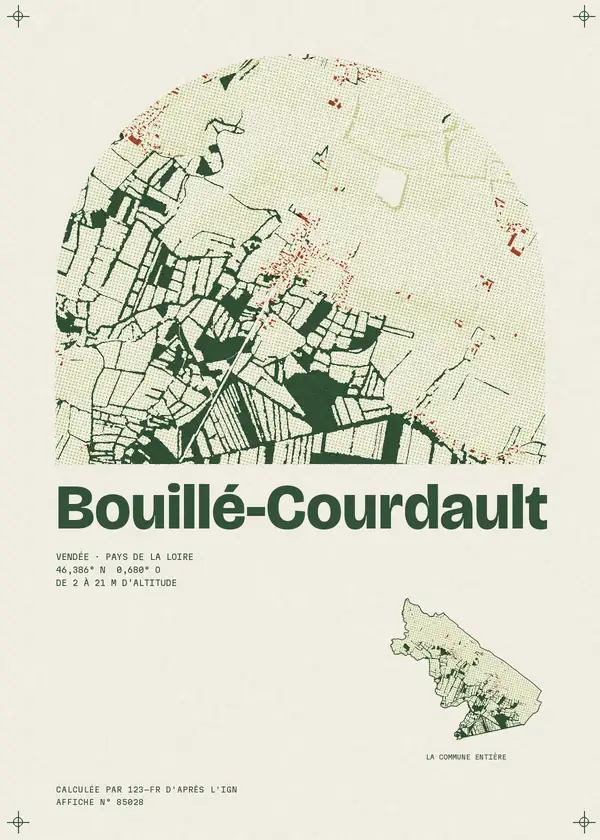 Affiche de Bouillé-Courdault, calculée par 123-fr d'après l'IGN