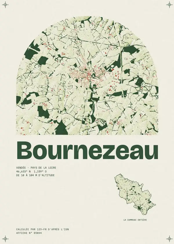 Affiche de Bournezeau, calculée par 123-fr d'après l'IGN