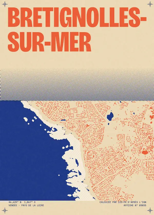 Affiche de Bretignolles-sur-Mer, calculée par 123-fr d'après l'IGN