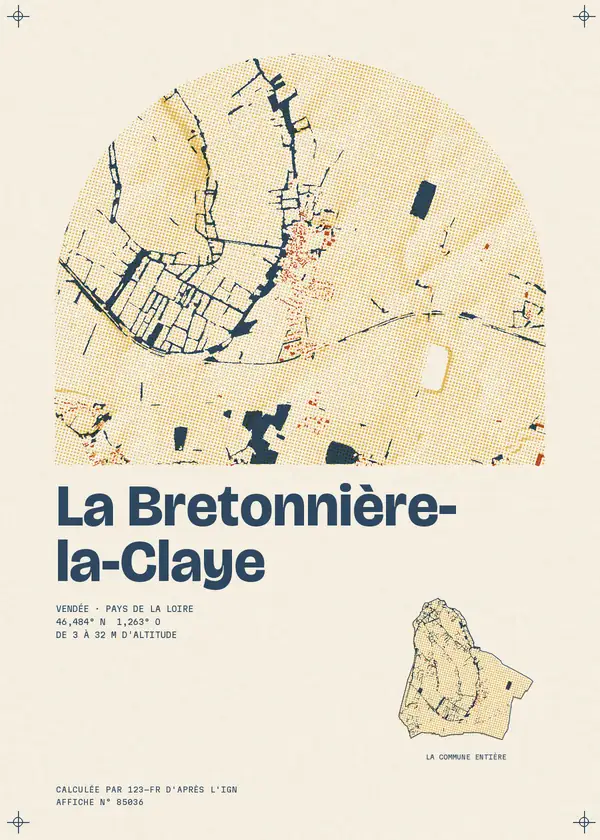 Affiche de La Bretonnière-la-Claye, calculée par 123-fr d'après l'IGN