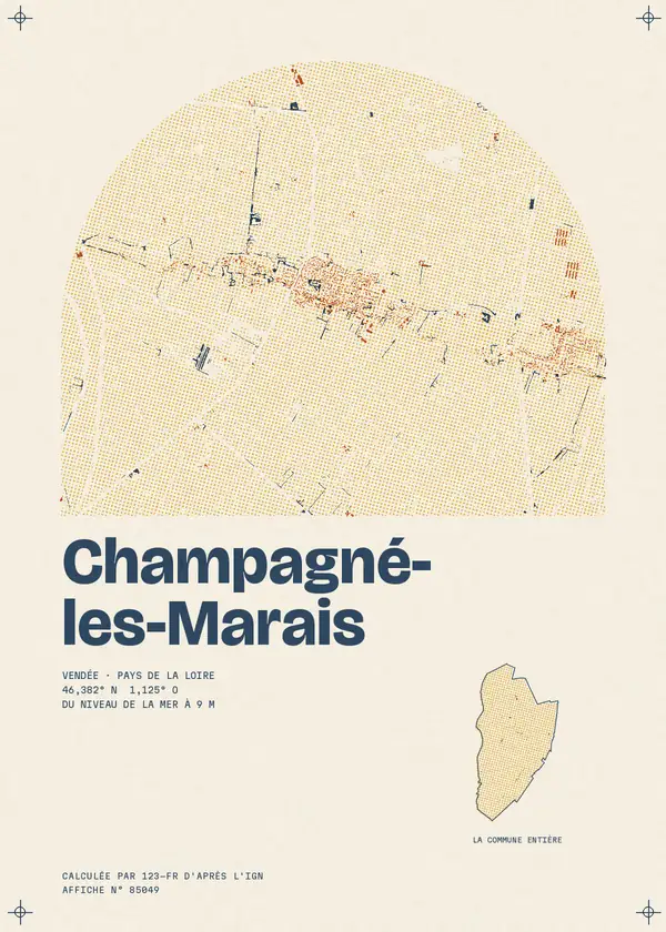 Affiche de Champagné-les-Marais, calculée par 123-fr d'après l'IGN