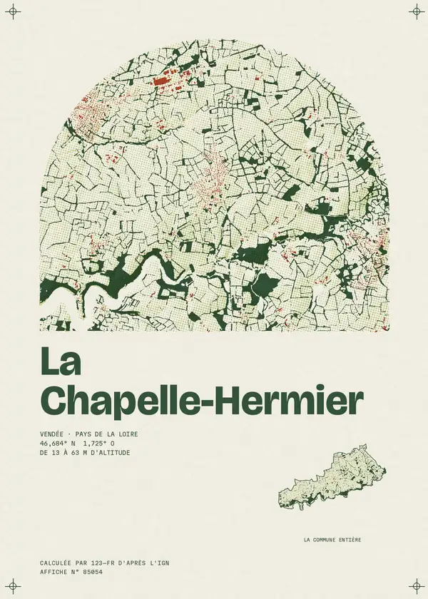 Affiche de La Chapelle-Hermier, calculée par 123-fr d'après l'IGN