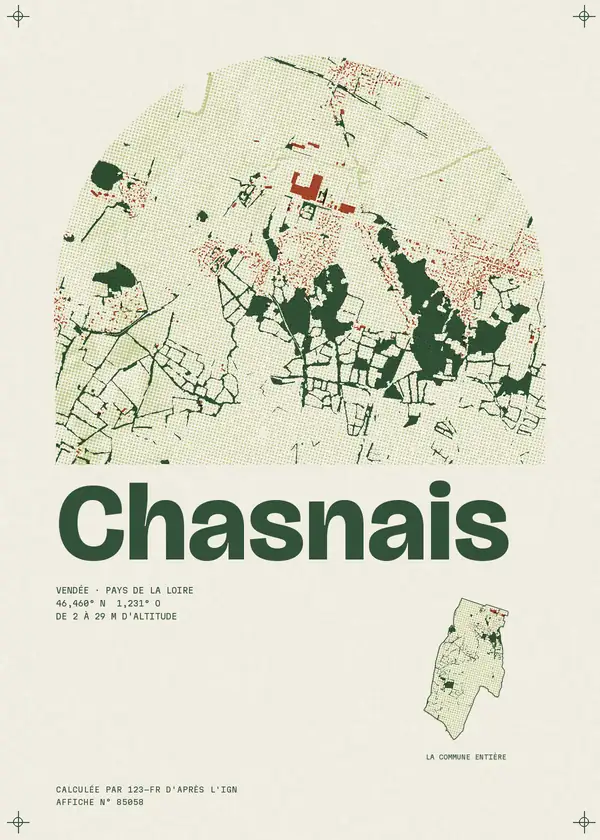 Affiche de Chasnais, calculée par 123-fr d'après l'IGN
