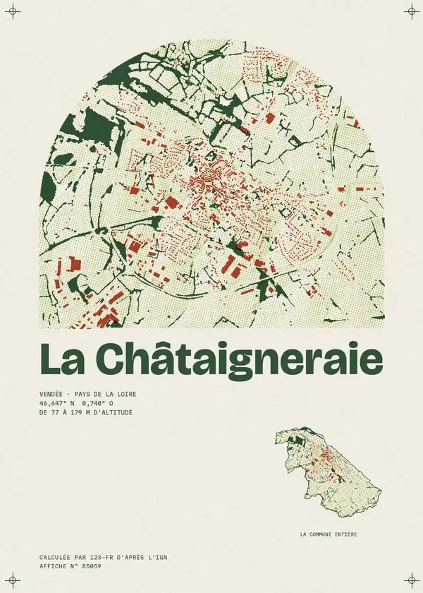 Affiche de La Châtaigneraie, calculée par 123-fr d'après l'IGN