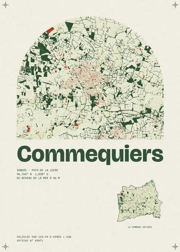 Affiche de Commequiers, calculée par 123-fr d'après l'IGN