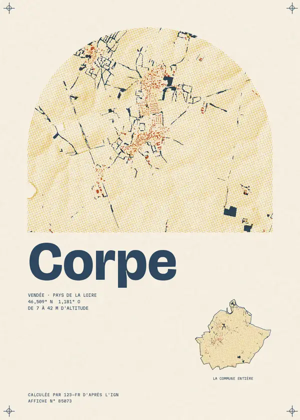 Affiche de Corpe, calculée par 123-fr d'après l'IGN