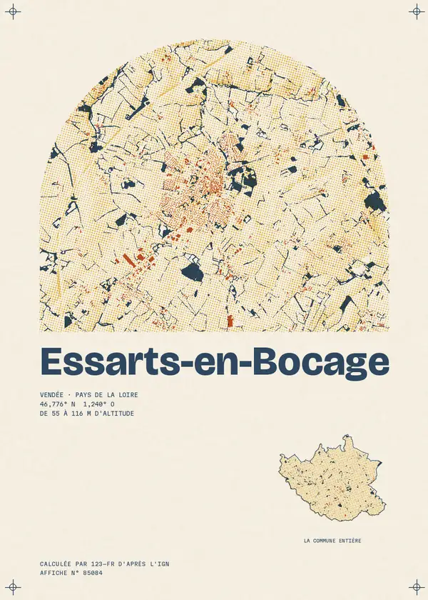 Affiche de Essarts-en-Bocage, calculée par 123-fr d'après l'IGN