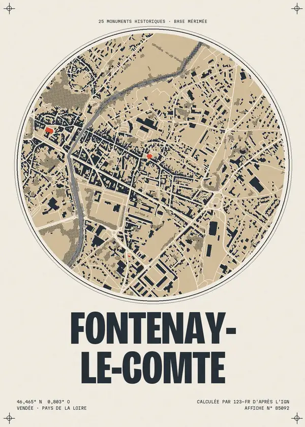 Affiche de Fontenay-le-Comte, calculée par 123-fr d'après l'IGN