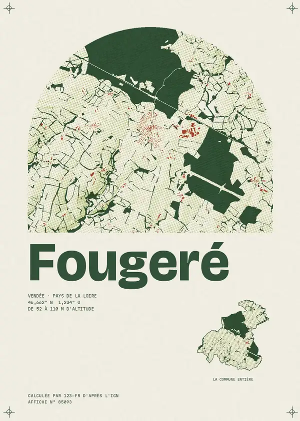 Affiche de Fougeré, calculée par 123-fr d'après l'IGN