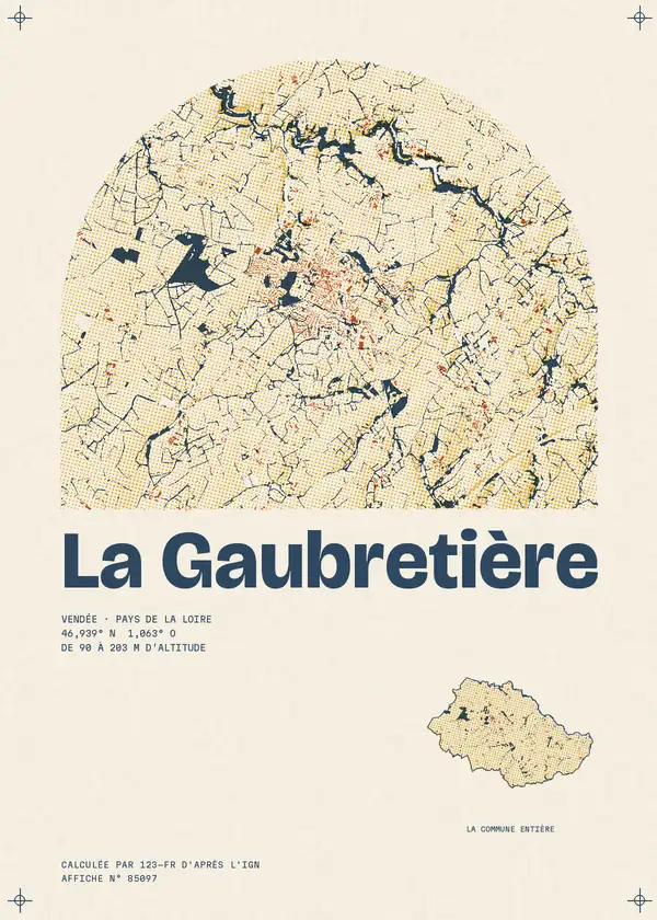 Affiche de La Gaubretière, calculée par 123-fr d'après l'IGN
