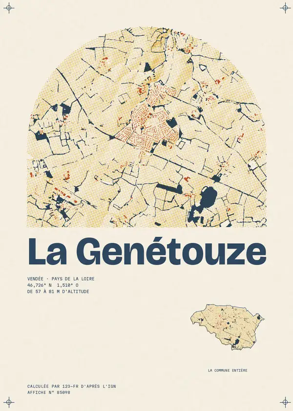 Affiche de La Genétouze, calculée par 123-fr d'après l'IGN