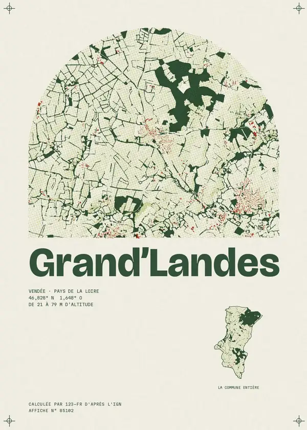 Affiche de Grand'Landes, calculée par 123-fr d'après l'IGN