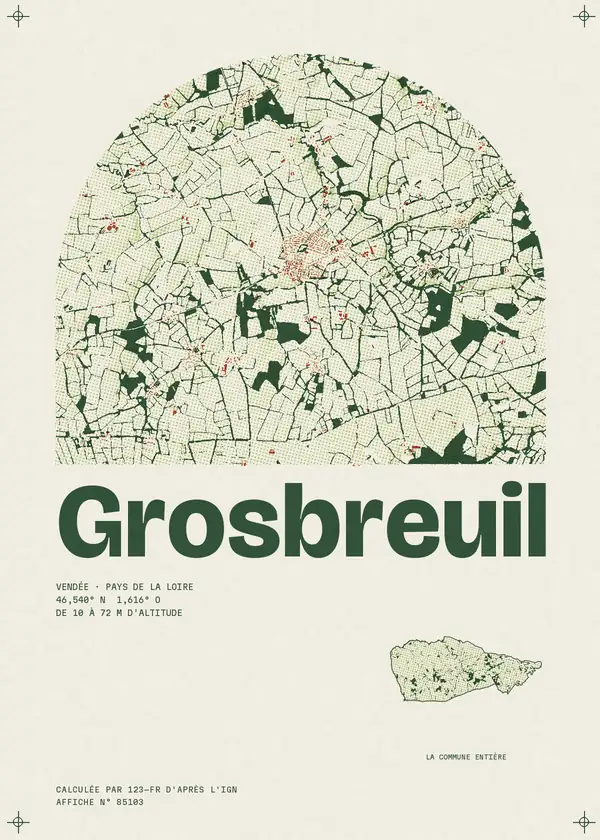 Affiche de Grosbreuil, calculée par 123-fr d'après l'IGN