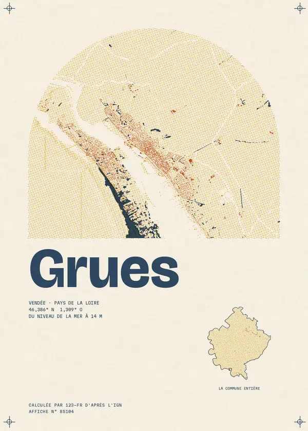 Affiche de Grues, calculée par 123-fr d'après l'IGN