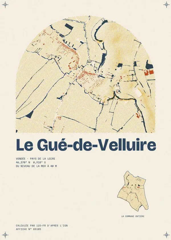 Affiche de Le Gué-de-Velluire, calculée par 123-fr d'après l'IGN