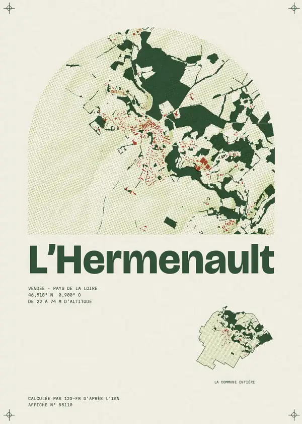 Affiche de L'Hermenault, calculée par 123-fr d'après l'IGN