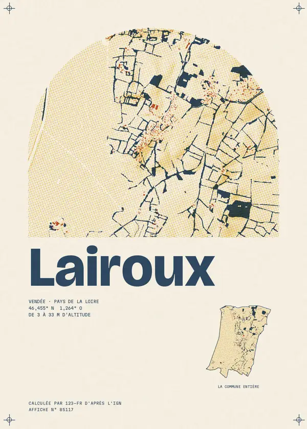 Affiche de Lairoux, calculée par 123-fr d'après l'IGN