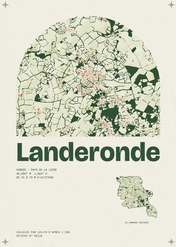 Affiche de Landeronde, calculée par 123-fr d'après l'IGN