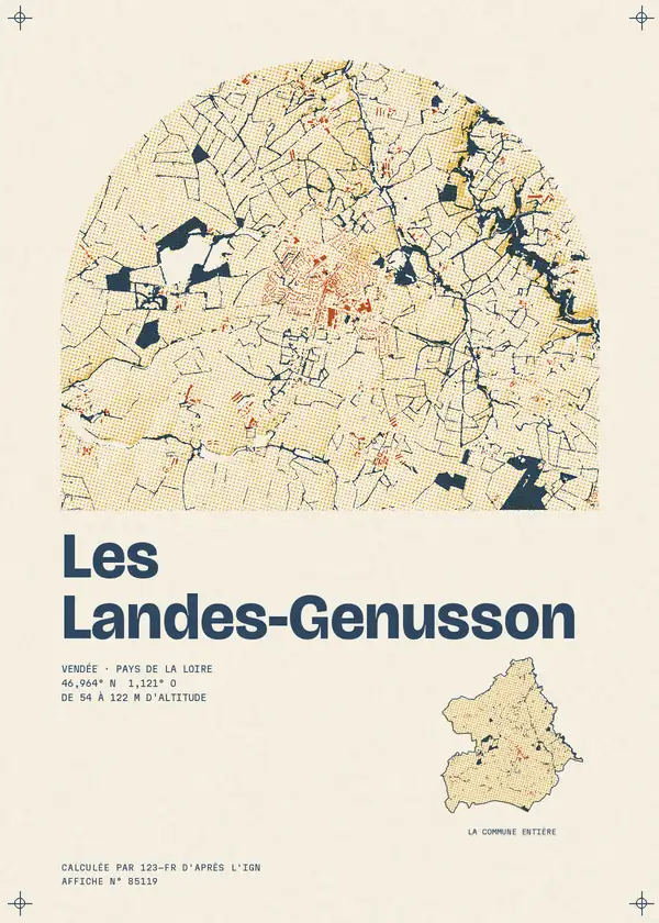 Affiche de Les Landes-Genusson, calculée par 123-fr d'après l'IGN