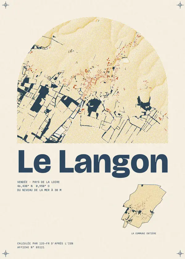 Affiche de Le Langon, calculée par 123-fr d'après l'IGN