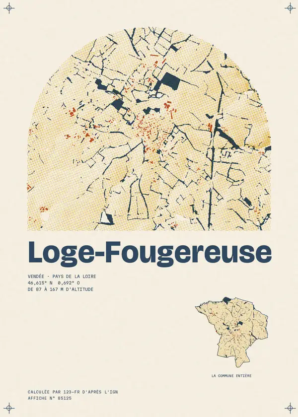 Affiche de Loge-Fougereuse, calculée par 123-fr d'après l'IGN