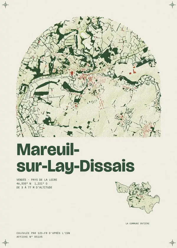 Affiche de Mareuil-sur-Lay-Dissais, calculée par 123-fr d'après l'IGN
