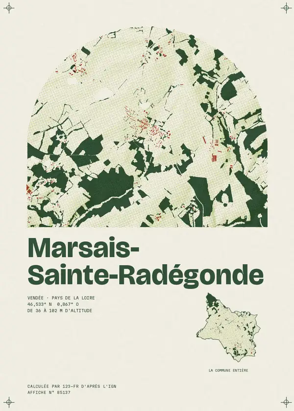Affiche de Marsais-Sainte-Radégonde, calculée par 123-fr d'après l'IGN