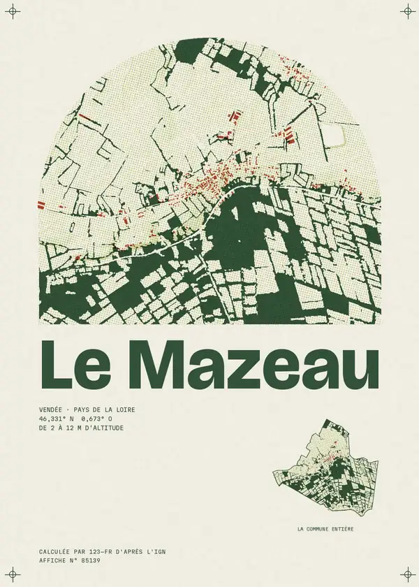 Affiche de Le Mazeau, calculée par 123-fr d'après l'IGN
