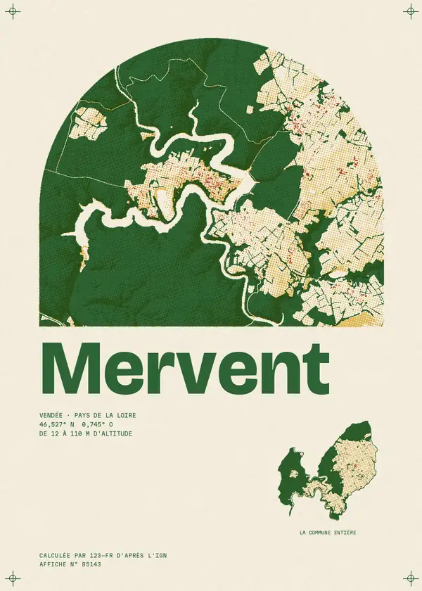Affiche de Mervent, calculée par 123-fr d'après l'IGN