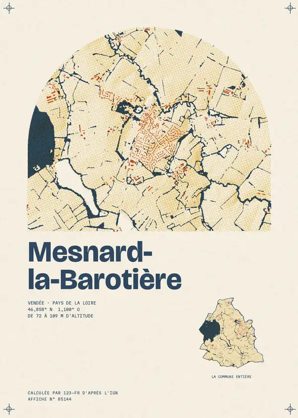 Affiche de Mesnard-la-Barotière, calculée par 123-fr d'après l'IGN