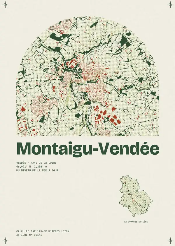 Affiche de Montaigu-Vendée, calculée par 123-fr d'après l'IGN