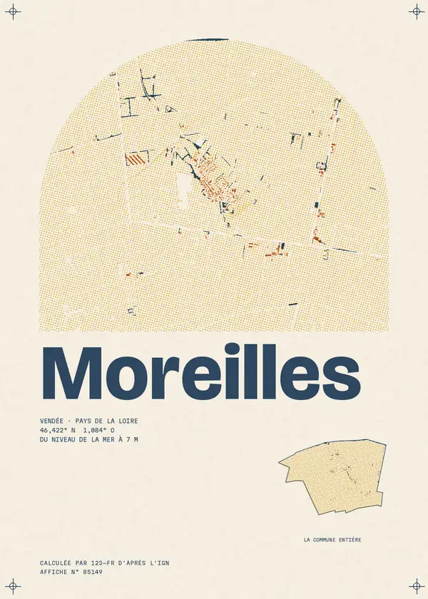 Affiche de Moreilles, calculée par 123-fr d'après l'IGN