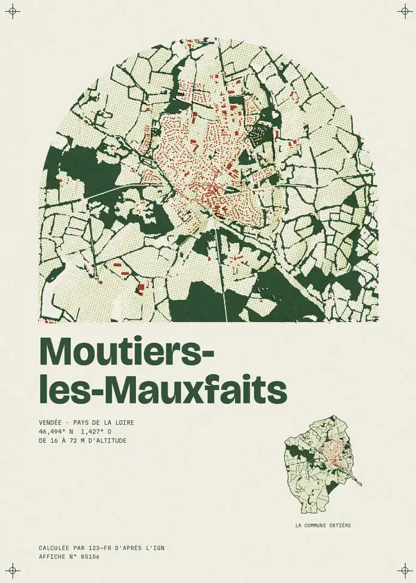 Affiche de Moutiers-les-Mauxfaits, calculée par 123-fr d'après l'IGN