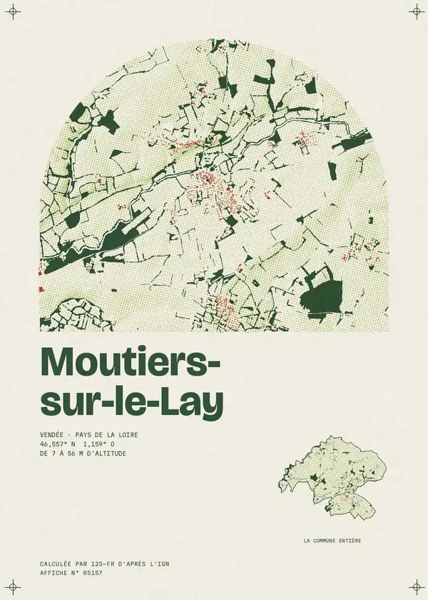 Affiche de Moutiers-sur-le-Lay, calculée par 123-fr d'après l'IGN