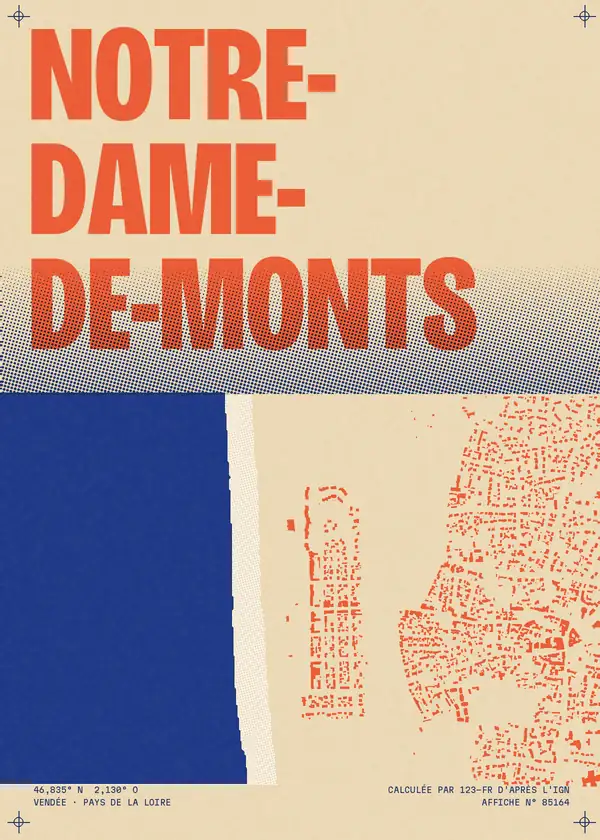 Affiche de Notre-Dame-de-Monts, calculée d'après l'IGN