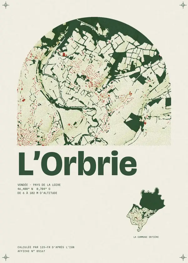 Affiche de L'Orbrie, calculée par 123-fr d'après l'IGN