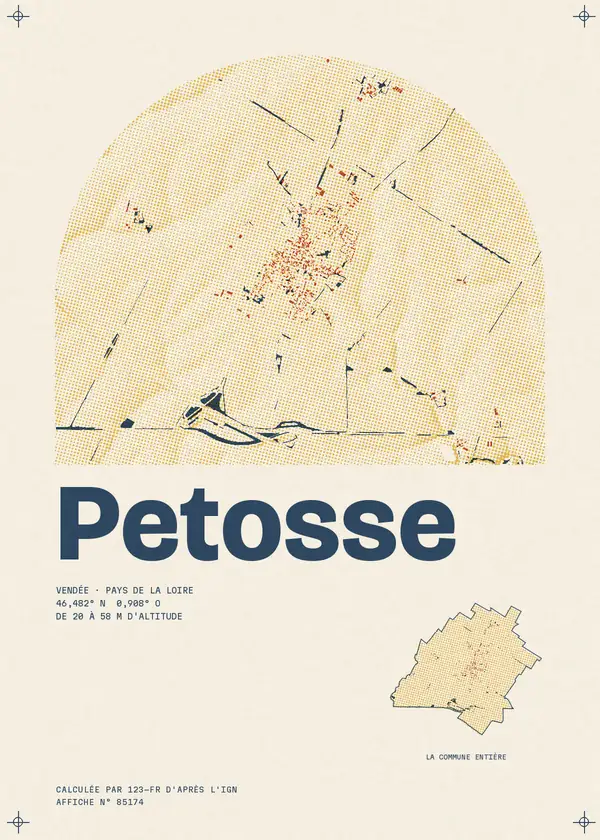 Affiche de Petosse, calculée par 123-fr d'après l'IGN