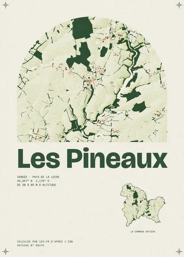 Affiche de Les Pineaux, calculée par 123-fr d'après l'IGN