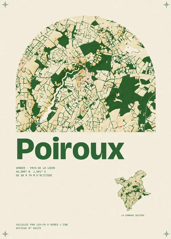 Affiche de Poiroux, calculée par 123-fr d'après l'IGN