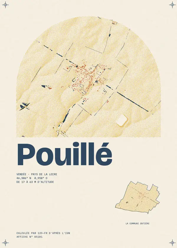 Affiche de Pouillé, calculée par 123-fr d'après l'IGN