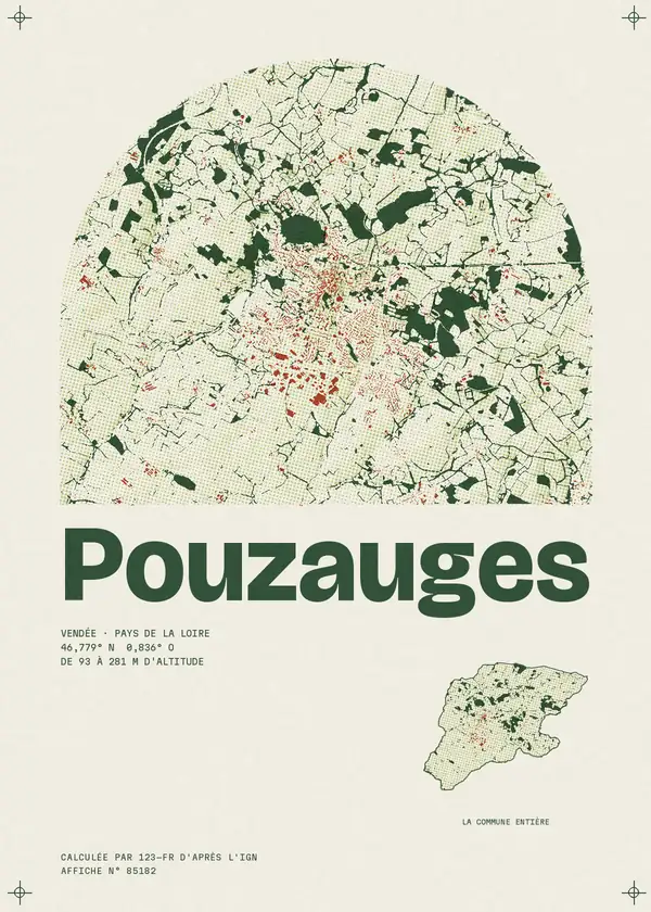 Affiche de Pouzauges, calculée par 123-fr d'après l'IGN