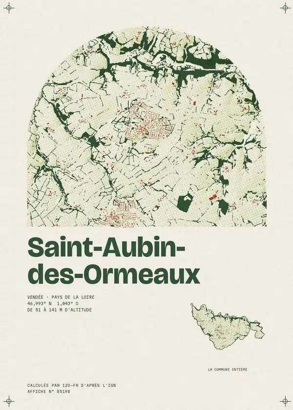 Affiche de Saint-Aubin-des-Ormeaux, calculée par 123-fr d'après l'IGN